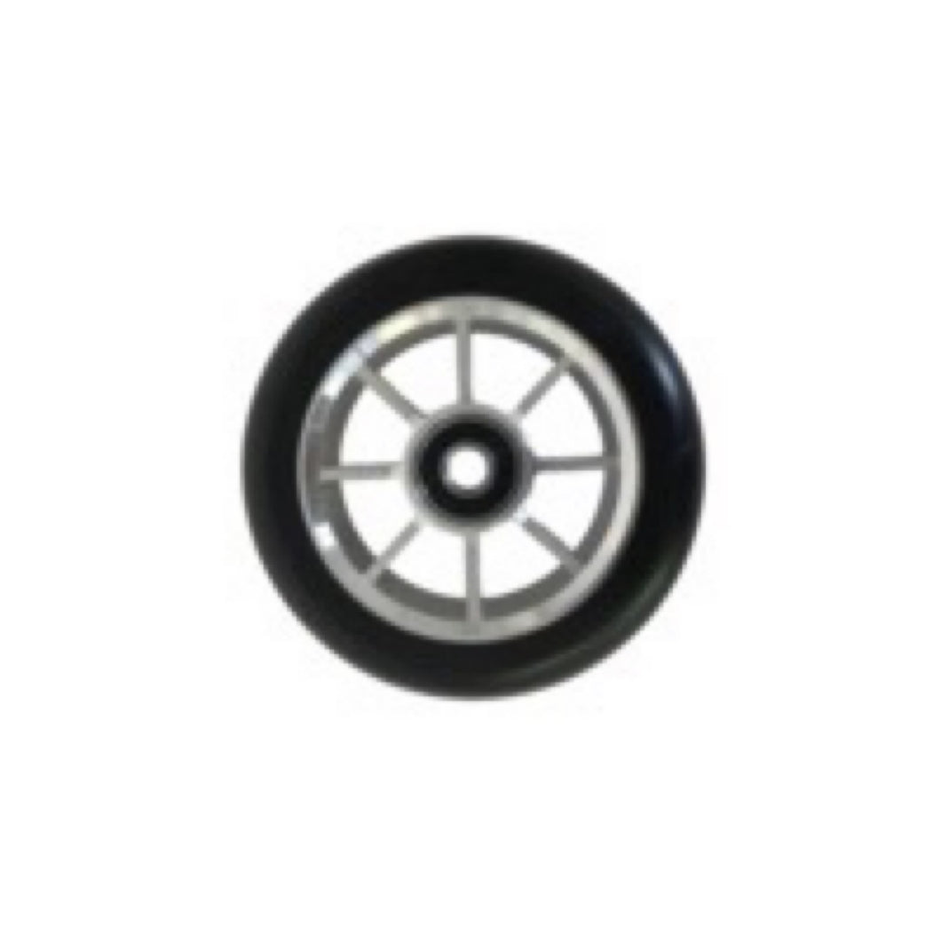 Scooter Wheels - 8 Spoke - 110mm -Silver Core/Black - (pair)
